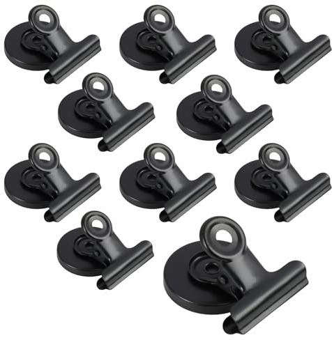 10 Pièces Clips Magnétiques pour Réfrigérateur, Pince Magnétique Frigo, Pince Aimantée, Clips Magnétiques, Pince Aimant, pour Maison, Accrochage de Photos, Notes, Cartes Postales(Noir, 31 mm)