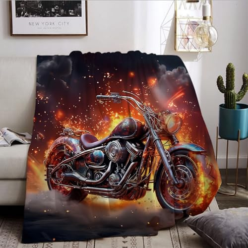 Motorrad Kuscheldecke,Weich Und Warme Motocross Flauschige Decke,Für Teenager Männer Frauen. (Motorrad-D, 150x200cm)