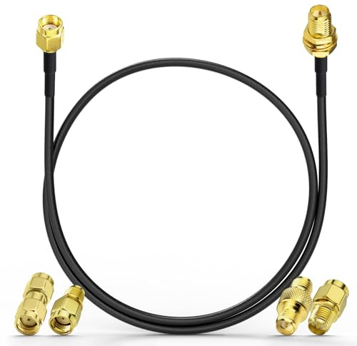 Eightwood RP-SMA Stecker auf RP-SMA Buchse Adapterkabel 1 m ALSR100 Low Loss Koaxialkabel Pigtail Kabel für WLAN Router WiFi Antenne Netzwerkkarte SDR LTE FPV Radio