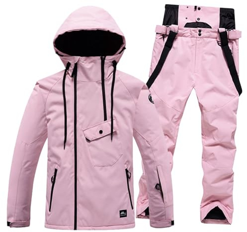 Skianzug für Damen und Herren, Winter, warm, wasserdicht, Ski-Set, Unisex, mit Softshelljacke und Hose, wasserdicht, Winter-Set, dick, 2-teilig, wasserdicht, Schneeanzug, Snowboard