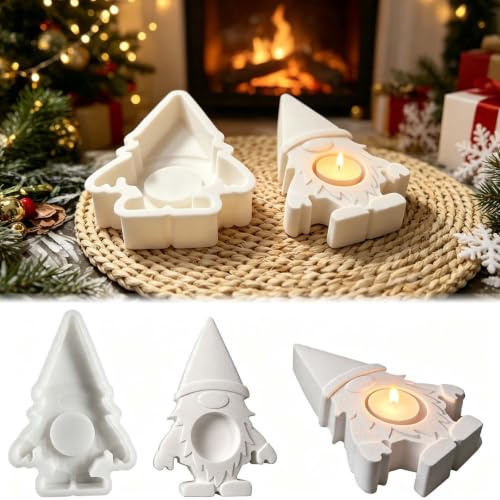 Silikonformen Gießformen Weihnachten, FORMVERSITY Silikonform Wichtel, Silikonform Kerzenhalter, Gießformen Silikon Wichtel, Silikonformen Kerzen Silikonformen zum Gießen für Stabkerzen Teelichter