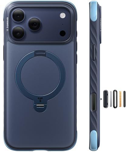 TORRAS Q3 Rugg for iPhone 17 Pro Max Case with Stand, Built for Grip, Rugged Protective Case with Magnetic Ring, Anti-Slip Textured Edge, Shockproof Drop Protection for Outdoor & Climbing Use, Blue