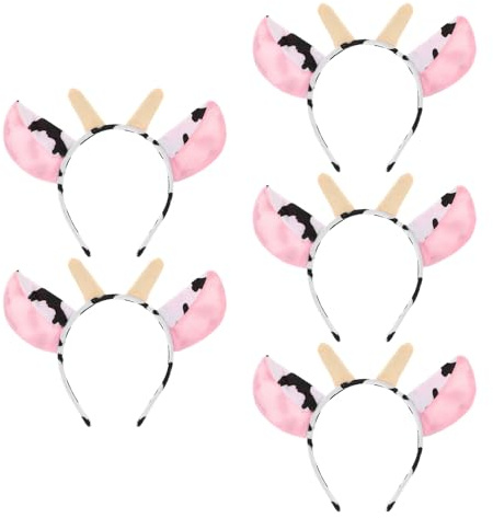 Serrage-tête Oreilles de Vache 5 Pièces en Tissu, Bandeau Cosplay | Serrage Tete Animaux, Accessoire de Costume Animal de Ferme, pour Halloween et Noël, Garçon et Filles et Adultes