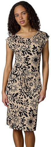 Ragwear Damen bequemes Sommerkleid Kurzarm Midikleid Gemustert mit Stoffgürtel Taggien Print YOUMODO Sand26 Gr. S