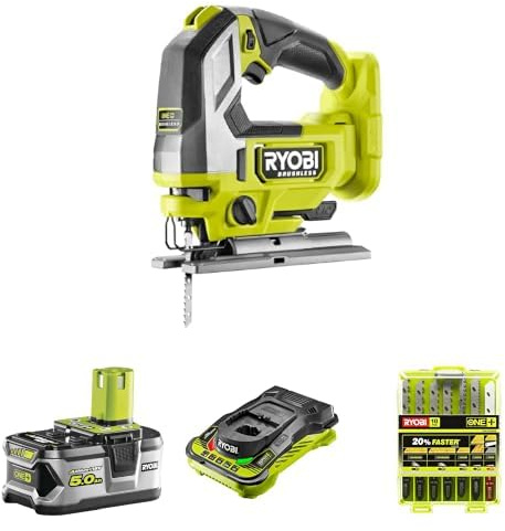 RJS18BL-0 18V One+ Brushless Jigsaw + RAK10JSBWM Jigsaw Blades 10 pc + 5Ah Battery & Charger