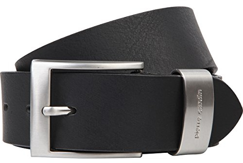 Pierre Cardin Leder-Gürtel Herren 40 mm breit, Gürtel Herren Vollrindleder mit Metallschlaufe schwarz, Size:135