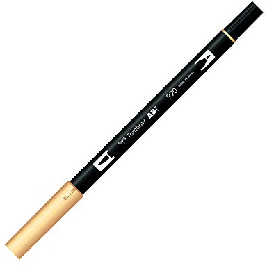 Tombow ABT Dual Brush Pen ABT-990 Stift mit zwei Spitzen, perfekt für Handlettering und Bullet Journaling, wasserfärbbar, Light Sand