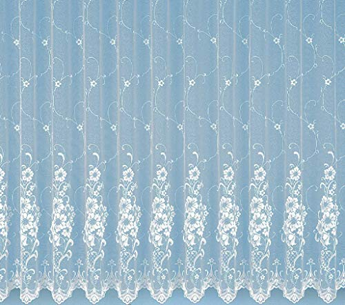 heimtexland Gardine edler Jacquard Store in Florentiner Optik Vorhang reinweiß mit Blumen Wunschmaß geprüfte hochwertige Qualität mit weichfliesendem Fall …auspacken, aufhängen, fertig! Typ261