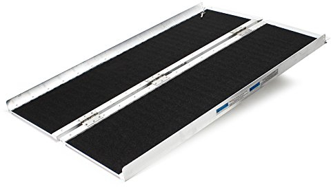 Wiltec Rollstuhlrampe faltbar 122 cm 270 kg, Mobile Auffahrschiene als Rollirampe, Aluminium Kofferrampe mit Rutschfester Oberfläche