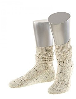 Almbock Trachtensocken Herren - Trachtenstrümpfe aus Merino Wolle in vielen Modellen und Farben - Lange und kurze bayerische Socken für Lederhose (Natur meliert | Kurz Merino, 45-47)