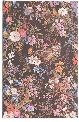 Paperblanks 12-Monatskalender 2025, Floralia, Maxi, Horizontal, Elastikband-Verschluss