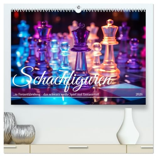 Schachfiguren in Freizeitkleidung (hochwertiger Premium Wandkalender 2026 DIN A2 quer), Kunstdruck in Hochglanz: Wenn sich Schachfiguren nicht ganz so ernst nehmen (CALVENDO Hobbys)