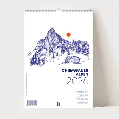 Chiemgauer Alpen, Wandkalender 2026, Monatskalender, A4: Liebevoll illustrierter Monatskalender mit 12 Gipfel der Chiemgauer Alpen. Hochwertiger ... – ... - perfekt für Alpenliebhaber und Designfans.