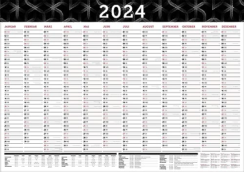 Großer Wandkalender 2025 in DIN A1 (84x59,4cm) gefalzt, fürs Büro. Jahreskalender XXL für 12 Monate