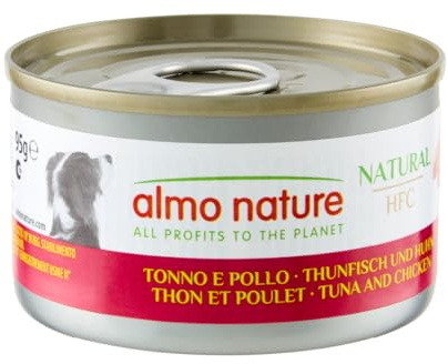 Almo Nature HFC Natural Tuna and Chicken Wet Dog Food, 95 g, Pack of 24