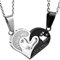 JewelryWe Valentinstag Schmuck 2 Freundschaftsketten Herz Edelstahl Partner-Anhänger mit 45cm und 55cm Kette, Halskette für Damen & Herren, Schwarz Silber