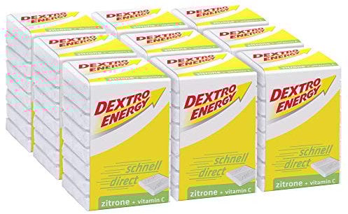 Dextro Energy Würfel Zitrone / Je 8 Dextrose-Täfelchen mit schnell verfügbarem Traubenzucker und zusätzlichem Vitamin C / 9 Packungen (9 x 46g)