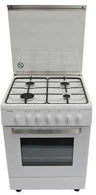 Tecnogas Arkè D63NWS, Cucina libera installazione,60X60 cm., Bianca, Forno Elettrico Multifuzione 6 funzioni Classe A, Piano cottura Gas 4 fuochi, Taratura Gas Naturale, Griglie Smaltate