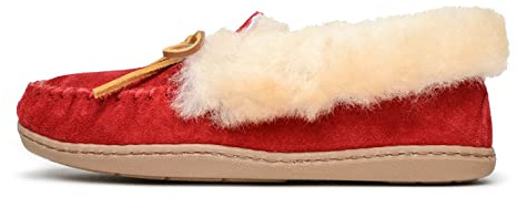 Minnetonka Women's Alpine Sheepskin Moccasin Slippers, Red, 8 M US
