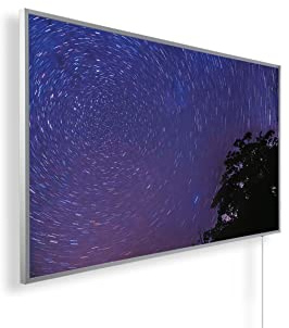 Infrarotheizung – Bildmotive – TÜV SÜD - 1000 Watt + Thermostat - Weißer Rahmen (03. Sternenhimmel Ohau)