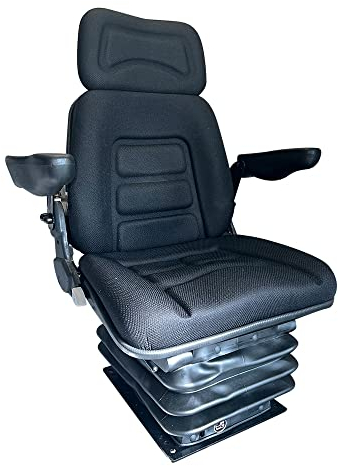 Sedile trattore/macchina da costruzione, per conducente, Sospensione pneumatica con braccioli, Compressore 12V