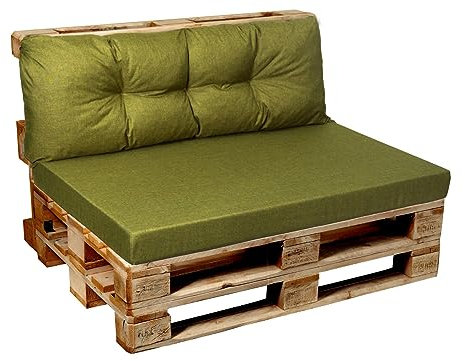 Garden Factory Palettenkissen Palettenauflagen Sitzkissen, Rückenlehne, Set, Gesteppt + Flach (Set (Sitzkissen 120x80+Rückenlehne 120x50), Limette)