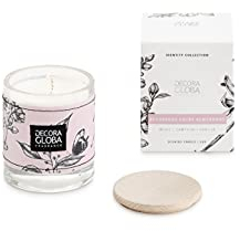 DECORAGLOBA - Vela Aromática en Vaso de Cristal - Fragancia Recuerdos entre Almendros- Aroma a flor de almendro - Colección Identity Mediterráneo - 50 Horas de Quemado (220gr)