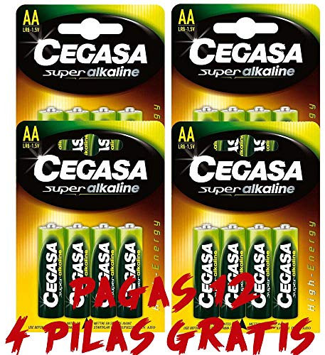 Cegasa pile lr6 1. 5 v aa super alkalina 16 unit?s. (3 paks + 1 cadeau)