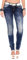 Cipo & Baxx Damen Jeans Hose Slim Fit Ziernähten Casual Denim Stonewashed Pants WD256 Blau W31 L32