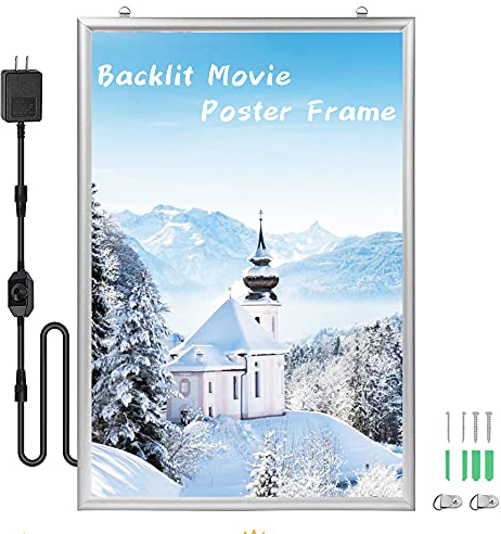 Spolehli LED-Posterrahmen, 45,7 x 61 cm, Schnapprahmen, Hintergrundbeleuchtung, Filmposterrahmen, Werbeschild, Innenbeleuchtung, für Dekoration, Ausstellung, Heimkino (45,7 x 61 cm)