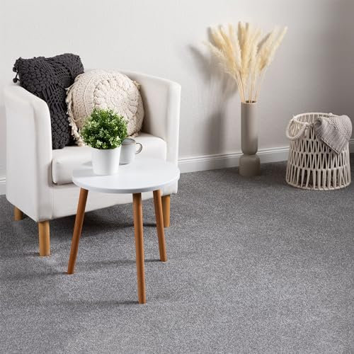 Steffensmeier Teppichboden Pisa Meterware | Auslegware für Kinderzimmer Wohnzimmer Schlafzimmer | Grau, Größe: 100x100 cm