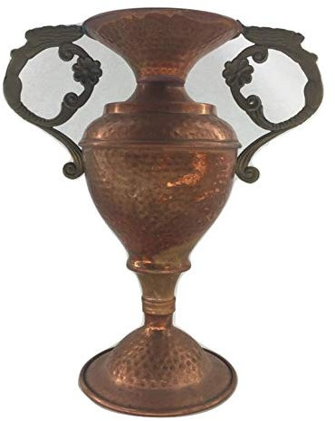 artigianatodaloise Fioriera Coppa portavaso brocca 2 Manici in Rame Vintage anfora anforetta Fiori 30x26 cm