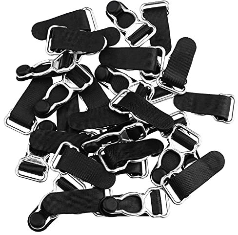 Freebily 30/50 Stück Strumpfband Korsett Bein Strumpfband Gürtel Clip Haken Strumpfhalter Metallclips Schnuller Haken-Strumpfhalter Unterwäsche Zubehör Silber & Schwarz One Size