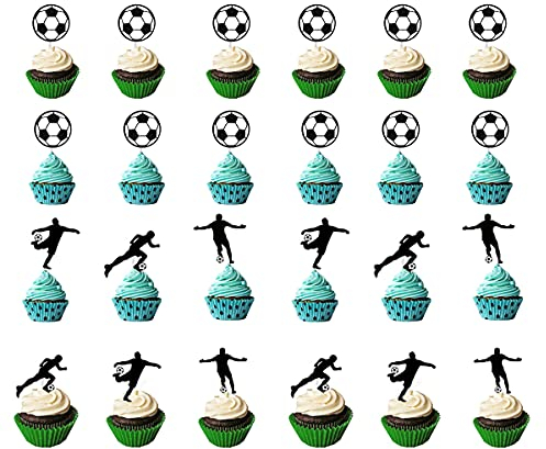 Jxuzh Fußball Geburtstagstorte Dekoration Fußball Kuchendekoration Fußballparty Fussball Cupcake Topper Jungen Fußball Cake Topper Sport Party Dekoration topper fussball Kuchendeckel Fußball Party