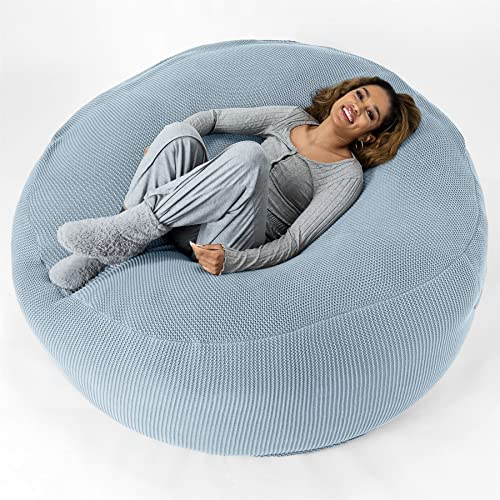Lounge Pug - 'Mega-Mammoth' Sofa Sitzsack XXL - Schlafsofa - Ellos Gestrickter Misty Blau