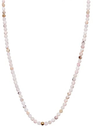 BERGERLIN Naturstein Perlenkette Damen Herren, facettiert, Gold/Silber | Facettierte Naturstein Perlenkette: bunte Halskette Damen & Herren, echte Edelsteine – vom deutschen Prüflabor bestätigt.