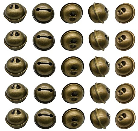 Pinenjoy 50 cascabeles antiguos de 1.2 pulgadas, campanas de bronce para colgante, collar de mascotas, decoración del hogar, adornos de árbol de Navidad, accesorios de bricolaje