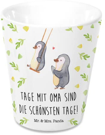 Mr. & Mrs. Panda Blumentopf Pinguin Oma schaukeln - Geschenk, Mama, Kräutertopf, Omi, Familie, Lieblingsoma, Übertopf, Opa, Pflanztopf, Großmutter,