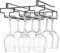 FOMANSH Wine glass holder hanging, no drilling required, storage, no screws required, stainless steel, adjustable shelf thickness, kitchen, Black
