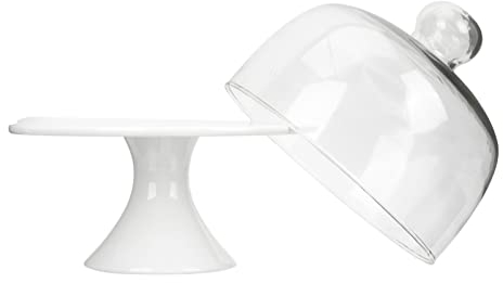 YARNOW Cupcakes Tortiera Alta Porta Con Coperchio Porta Torta Rotondo Alzata Alta Per Torte Alzata Per Torta Supporto Per Torta Caramelle Il Ciotola Di Base Ceramica Bianca