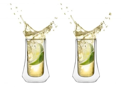 Vialli Design 2 doppelwandige Schnapsgläser Soho 60 ml | Moderne Form, funktionell | halten die richtige Temperatur