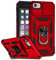 Funda para iPhone SE 2020/iPhone SE 3 2022/iPhone 8/7/iPhone 6/6S Carcasă Armor Militar Cubierta de Cámara Deslizante Proteger 360 Full Protección Anillo Soporte Silicona Estuche Cover Case,Rojo