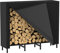 CADUKE 1,2 m Kaminholzregal für den Außenbereich mit Abdeckung, Kaminholzregal für Kamin, Brennholz, Lagerregal, robustes Holzständer, für den Innenbereich, Schwarz