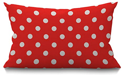 BGBDEIA Red White Polkadot Lumbar Cushion Cover 30 x 50 cm 12x20 Inch Decorative Bedroom Living Room Wave point seamless pattern background Rectanglar Throw Pillow Cover for Bed Sofa Couch