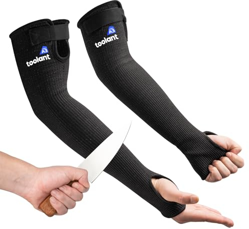 OriStout Schnittfeste Farmers Sleeves mit Daumenloch, Schutzarmstulpen, für Gartenarbeit, Schweißen, Küche, Armschutz zum Beißen, Haustierpflege, Schwarz, 1 Paar