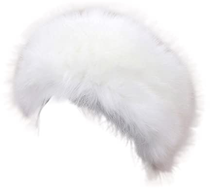 OrangeClub Damen russischen Stil Flauschige Kappe Fellmütze Pelzmütze Wintermütze Faux Fuchs Warm Weich Pelz mütze (weiß)