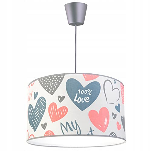 Light-Home Kinderzimmer Hängelampe - Deckenlampe aus Metall mit Stoff-Lampenschirm - E27 Fassung