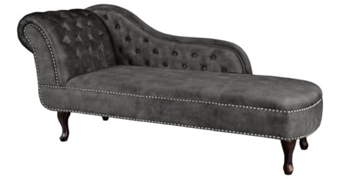Casa Padrino Chesterfield Chaiselongue Dunkelgrau/Braun aus dem Hause Wohnzimmer Liege Sofa