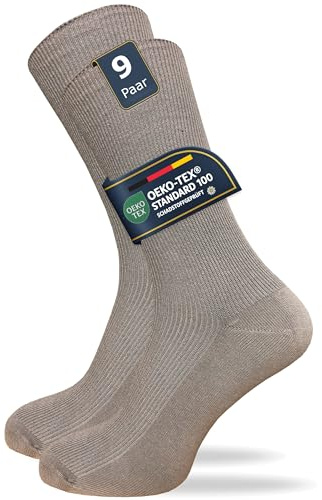 GAWILO Venensocken für Damen & Herren (9 Paar) | Ohne Gummi & ohne drückende Naht | Gesundheitssocken mit Komfortbund | Haltbar & bequem (43-46, grau)