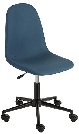 Baroni Home Sedia da Ufficio Imbottita Girevole, Poltrona da Ufficio Regolabile Senza Braccioli Ergonomica, Max 130 kg, 63X40X93 cm (Blue)